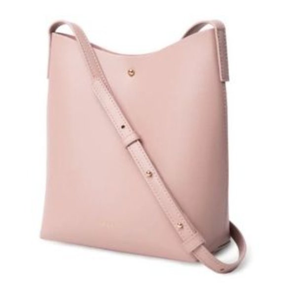 New Samara Cross Body Bucket Bag in Rose Blush Pink Vegan Leather - Picture 3 of 9